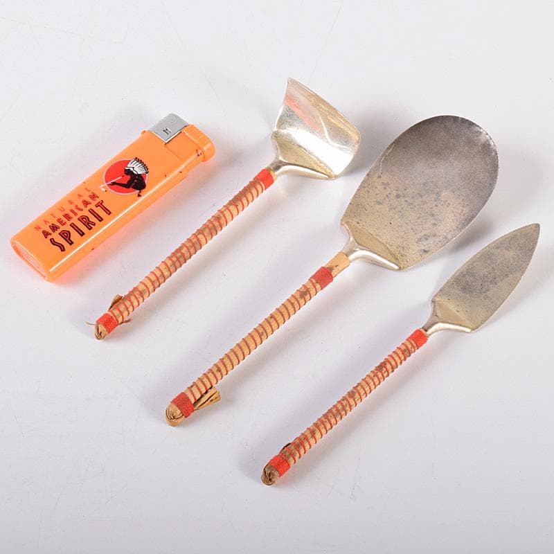 茶道具　金工師　木村清五郎造　南鐐　灰匙　三本組　約63g　共箱　M　R7732