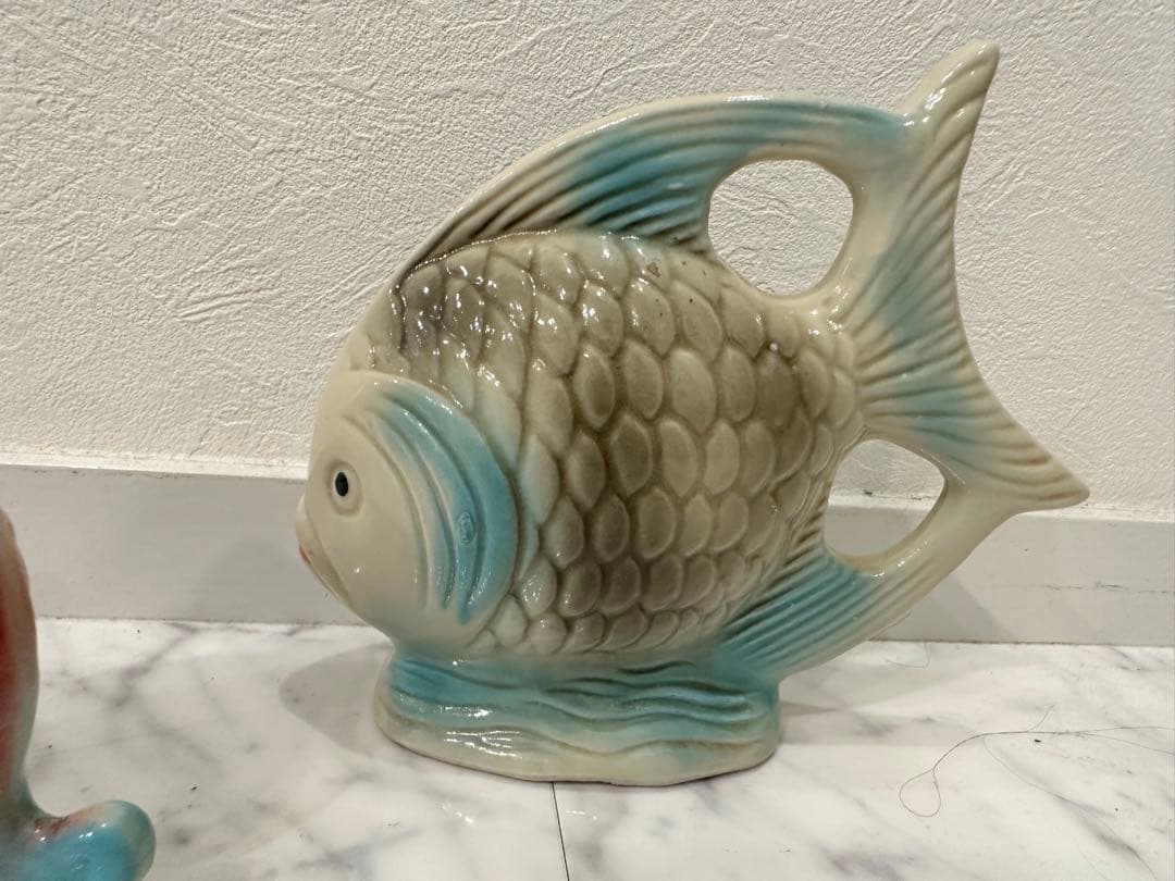 ヴィンテージ陶器 フィッシュ 置物＆花器 4点セット