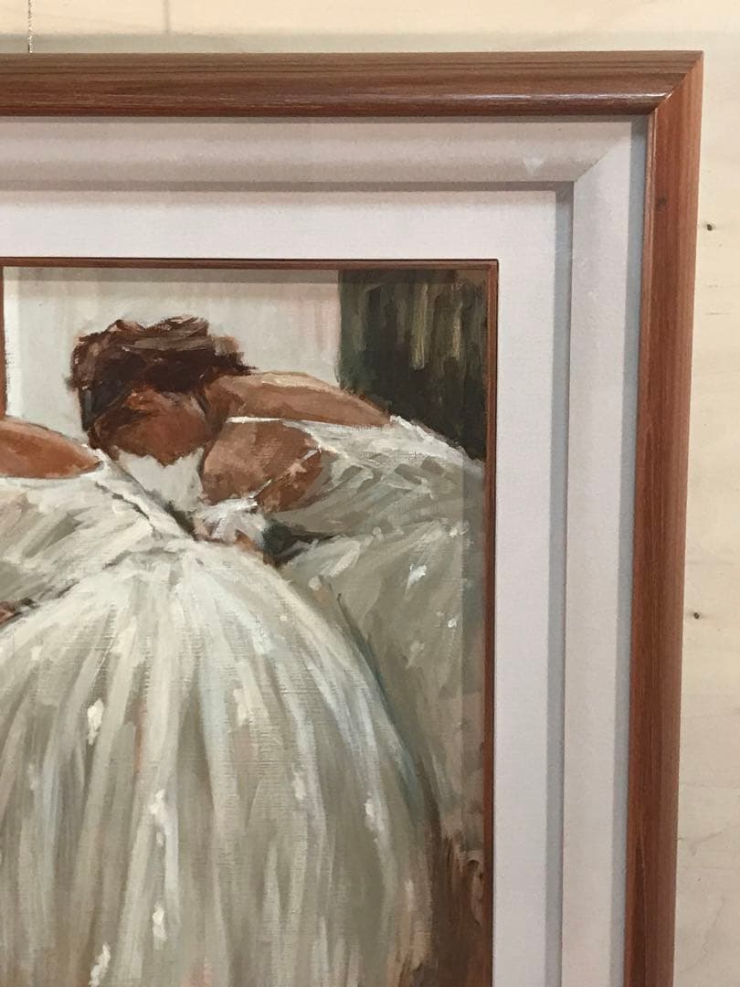 荒木義太郎「トーシューズ履くバレリーナ」油彩Ｆ１０号　画面右下に直筆サイン有り