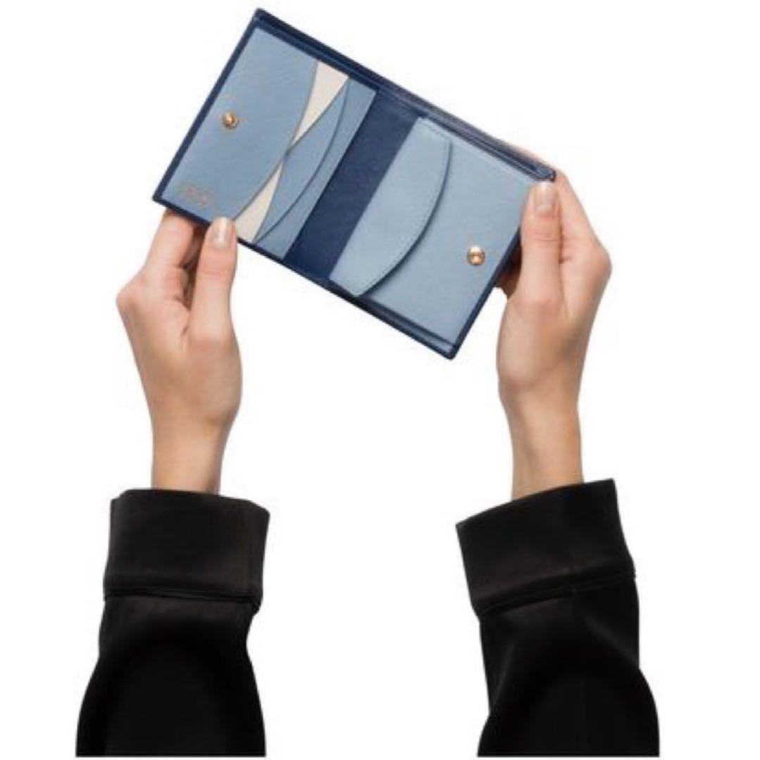 PRADA プラダ　サフィアーノ　バイカラー二つ折り財布　ブルー/ライトブルー