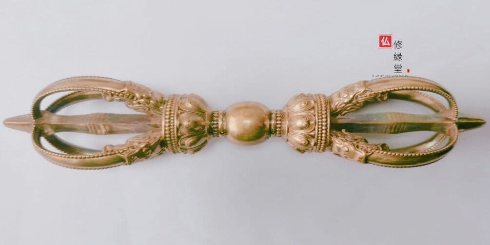 密教法具 仏具 大明永楽五鈷杵 金剛杵 法器 真鍮製 18.5cm