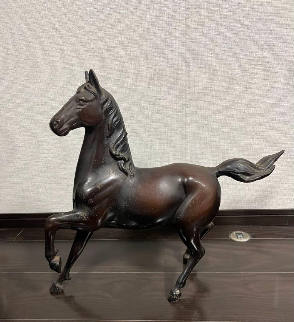 【馬　鉄製　置物】駿馬 午 駆馬 ＊重さ（約）：8.7kg アンティーク