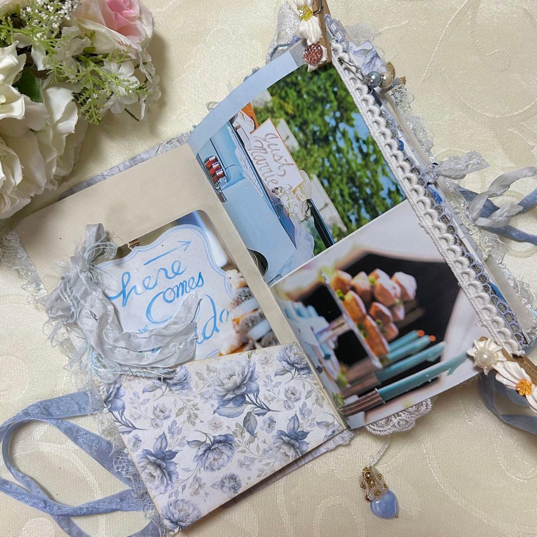薔薇とレースのジャンクジャーナル・雑記帳　Blue Wedding