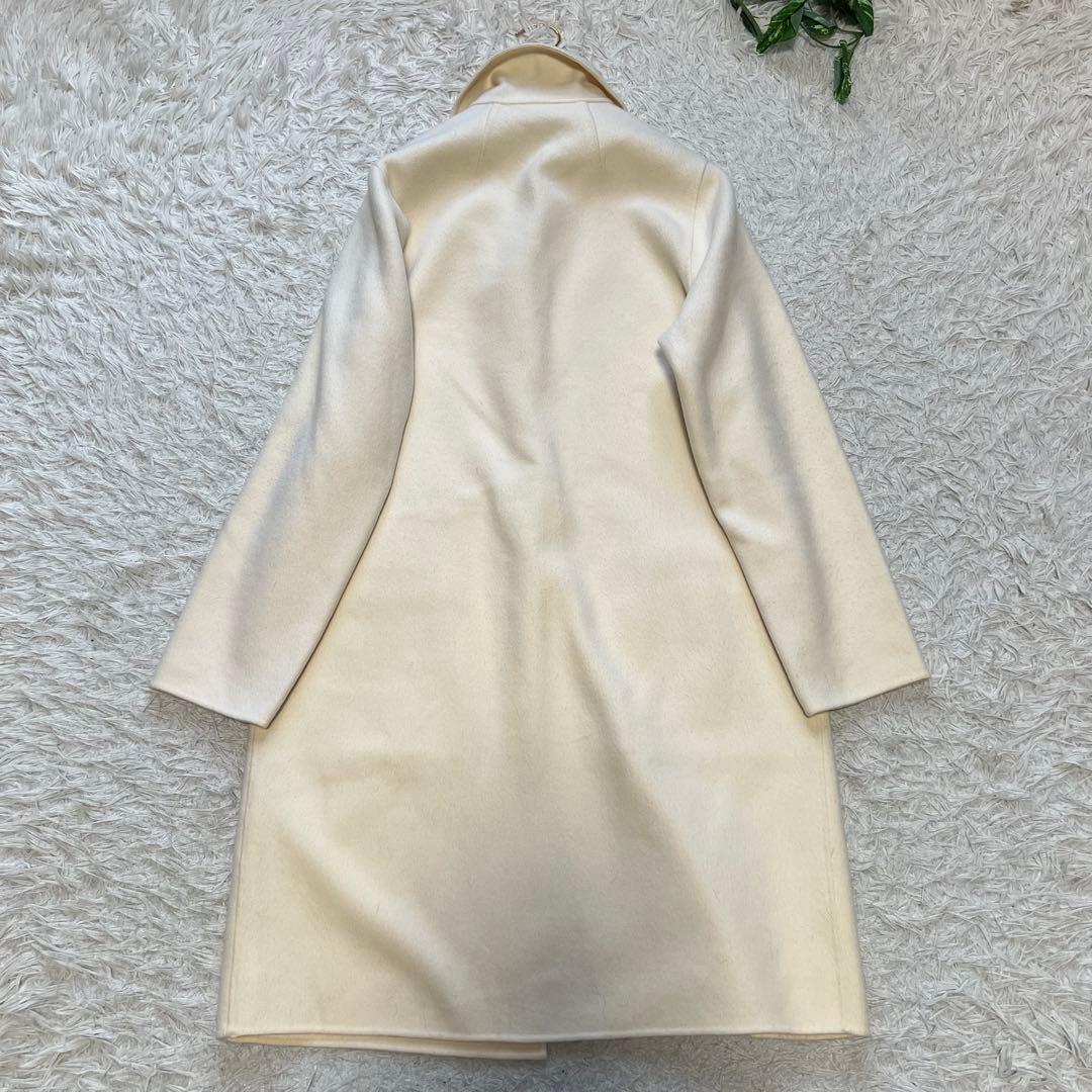 近年モデル Theoryリバーコート ダブルフェイス カシミヤ混 白 チェスター