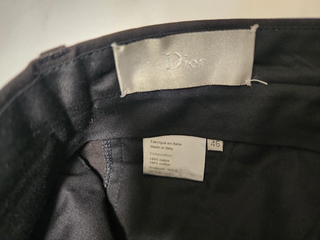 ディオールオム 2004年AW ブラック コットン パンツ 46