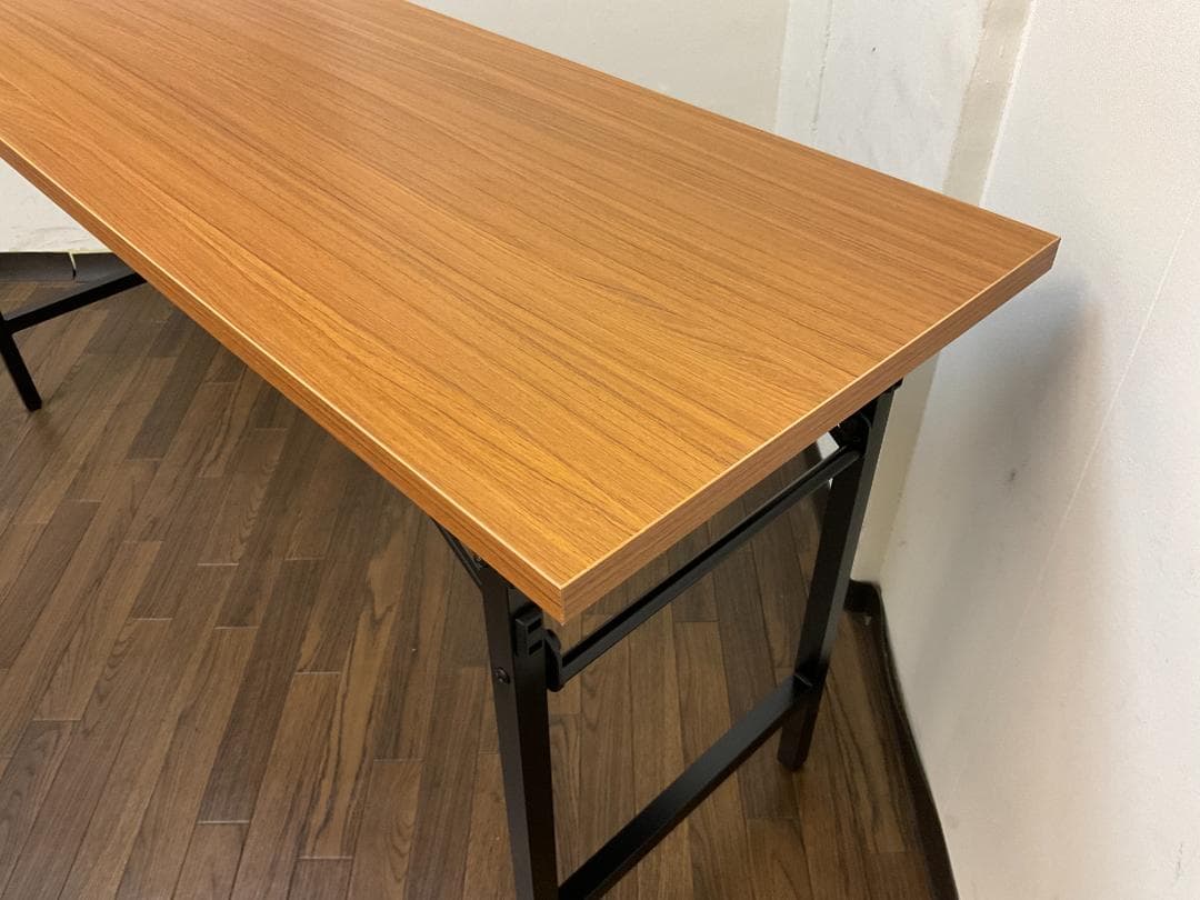 【中古】会議テーブル折りたたみ 棚付き W150×D45×H70cm 長机 M③