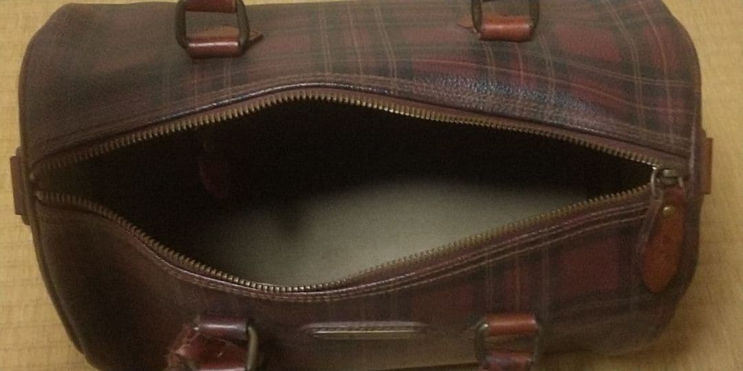 ポロラルフローレン ミニボストンバッグ チェック柄 ブラウン