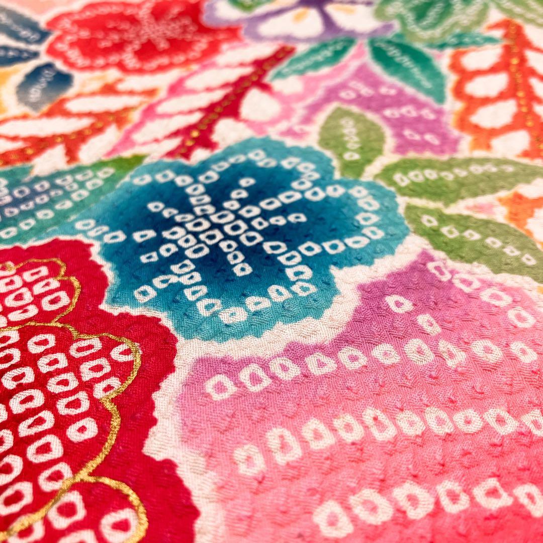 ◎mk-1908　七五三　振袖　着物　女の子　御祝い着　エンボス加工　10-15