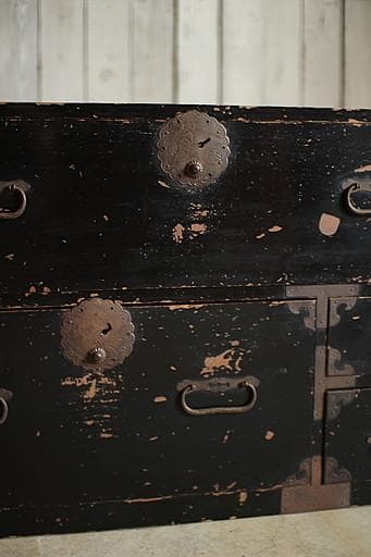 丸金具庄内箪笥　4杯　タンス　収納　古家具　古民家　時代家具