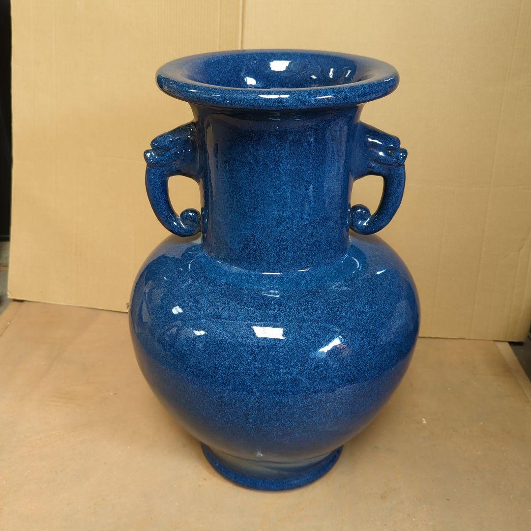 【信楽焼】生子釉象鼻耳付花瓶