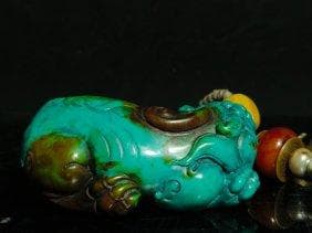 ターコイズ 龍頭亀彫アクセサリー