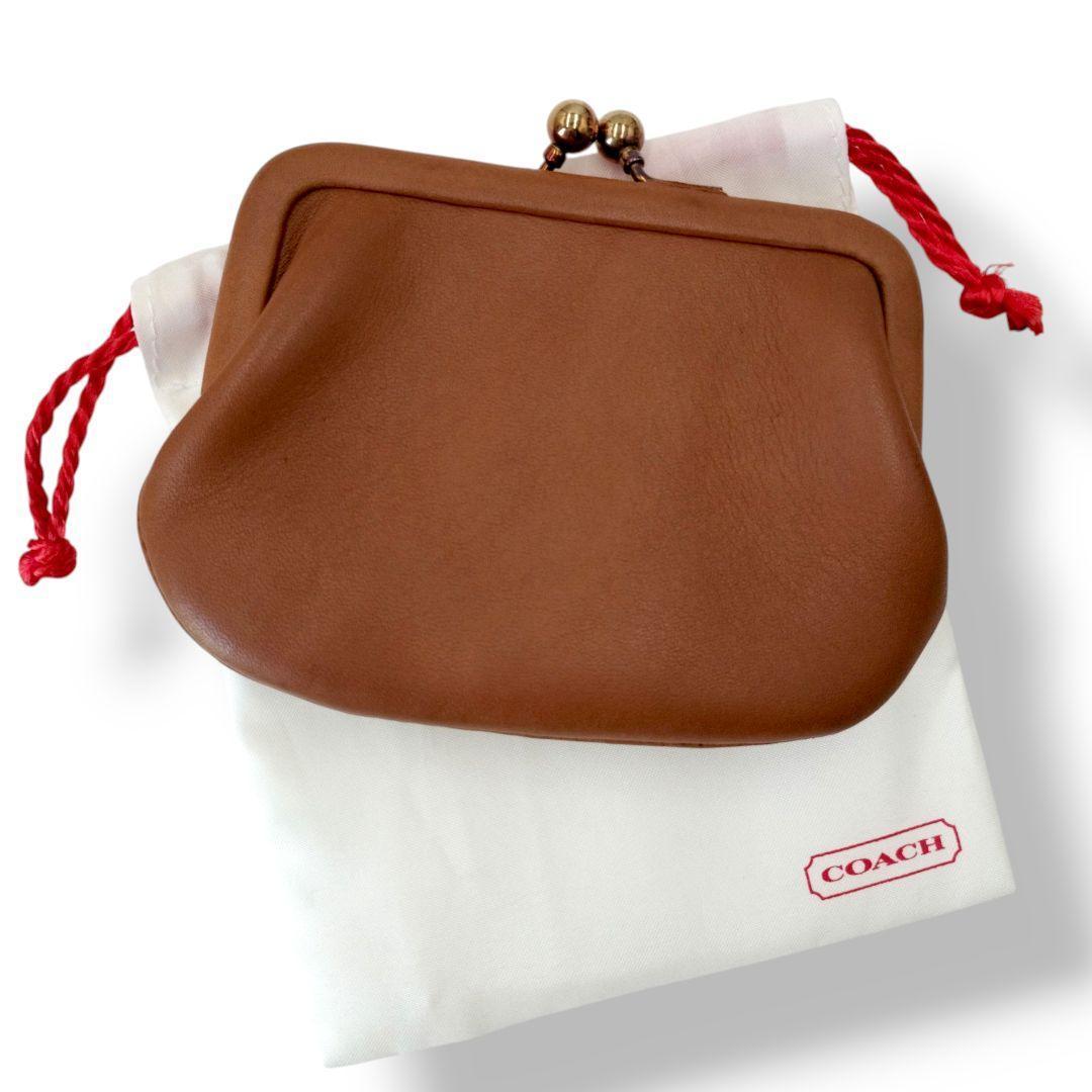 小物 Old Coach kiss lock coin purse Leather