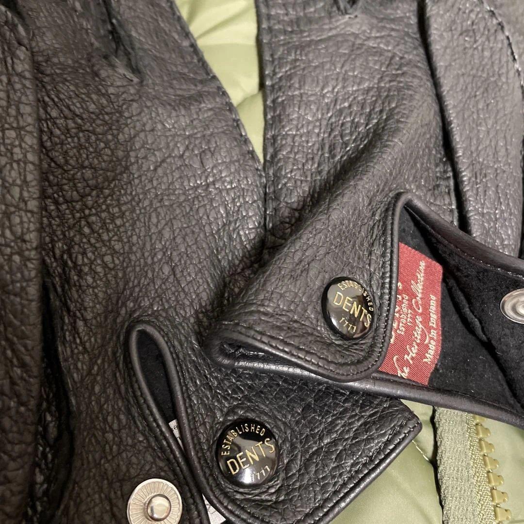 【英国老舗】極美品/DENTS製ペッカリー本革レザー手袋ブラック
