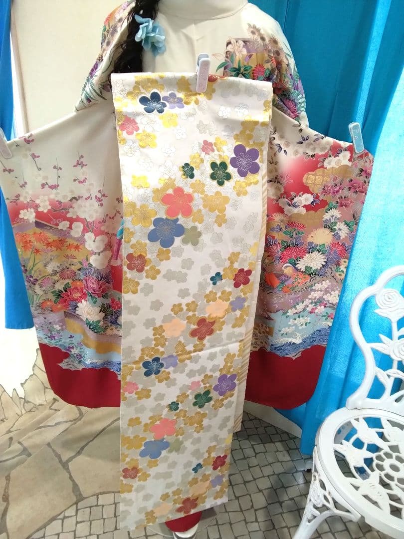 振袖フルセット、正絹振袖成人式、重ね衿、帯揚げ帯締め、西陣袋帯、
