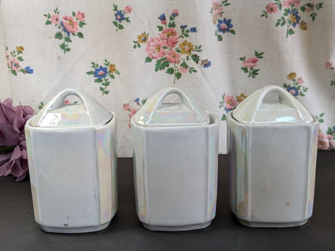 イギリス蚤の市 ドイツ製 陶器 スパイスキャニスター セット