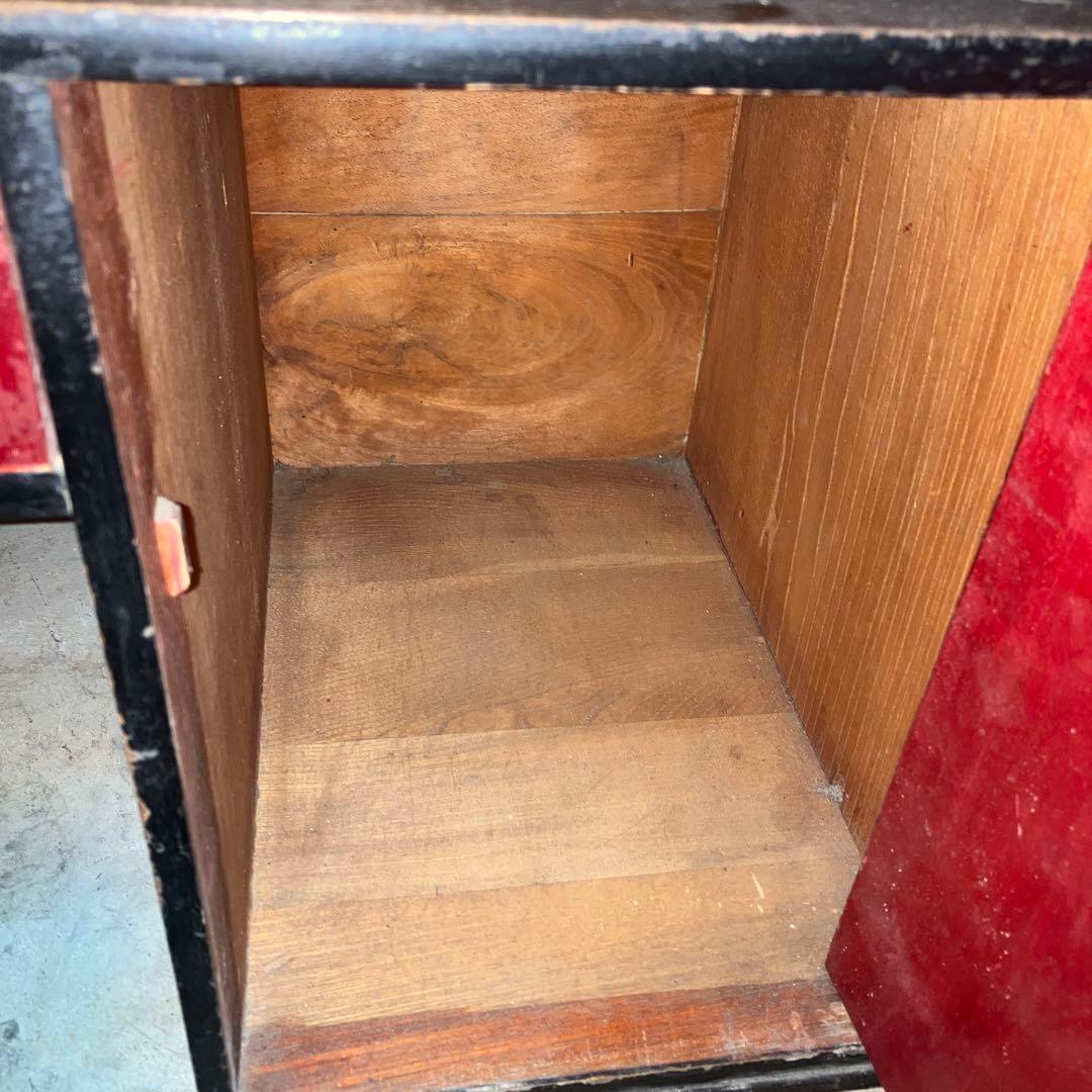 昭和レトロ 文机 花柄 デスク テーブル 薔薇 時代物 片袖 座机 ローテーブル