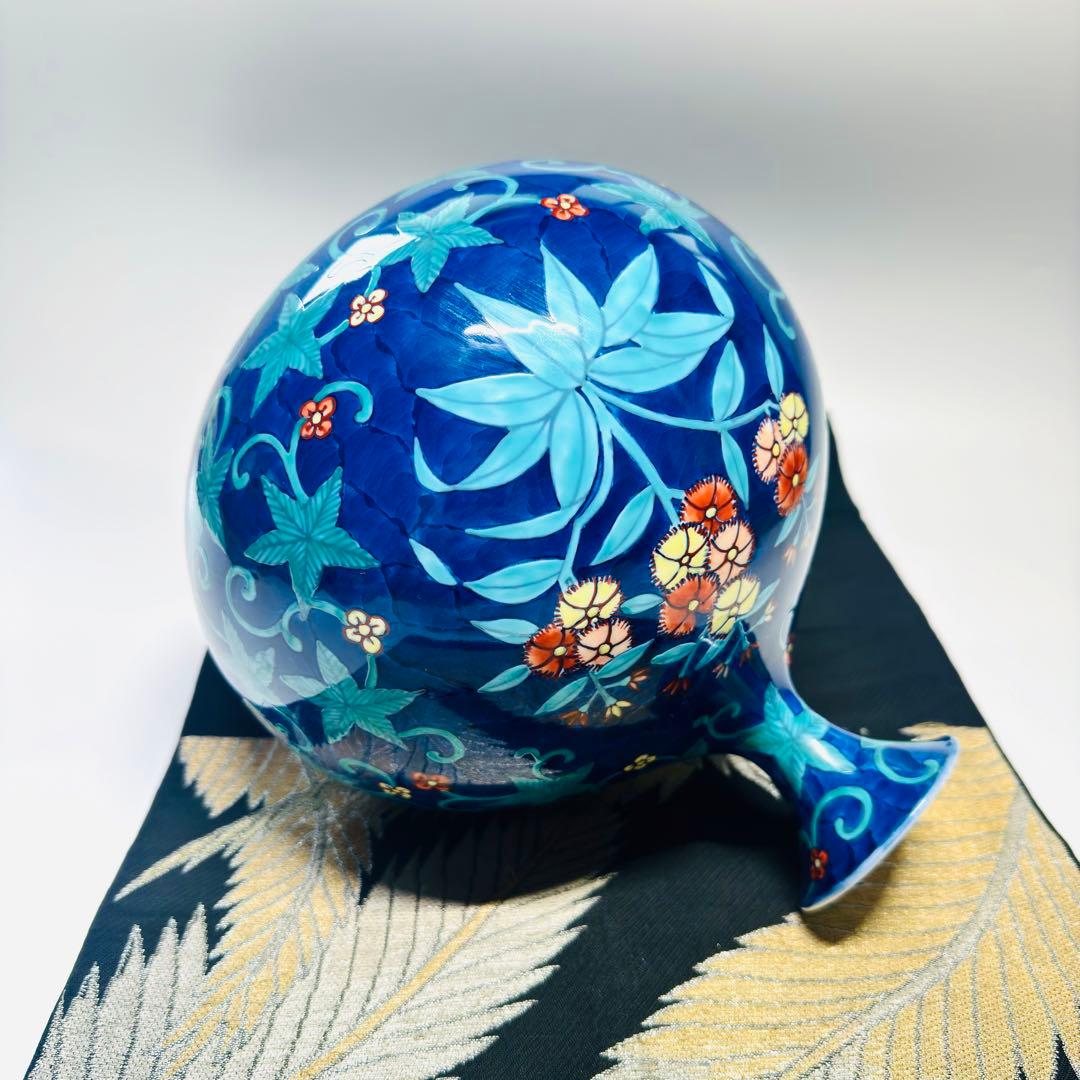 有田焼　藤井錦彩　伝統工芸作家　染錦花絵　花瓶　花入り
