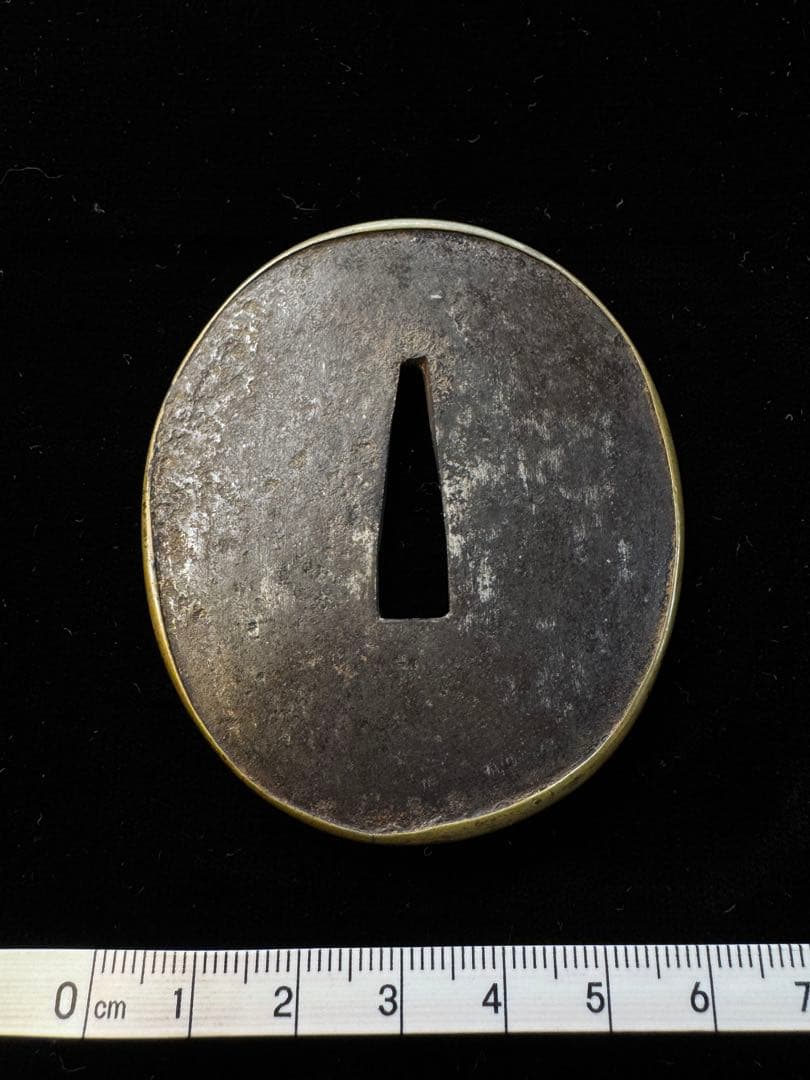 無銘 真鍮覆輪鐔 素文図 鍔 拵 日本刀 刀装具 骨董 古美術 江戸時代