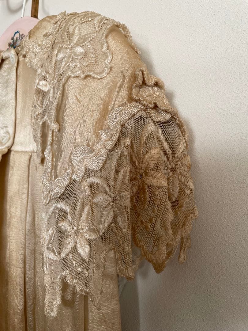 SALE˚✧₊⁎1860年代 シルクベビードレスクリストニングドレス⁎⁺˳✧
