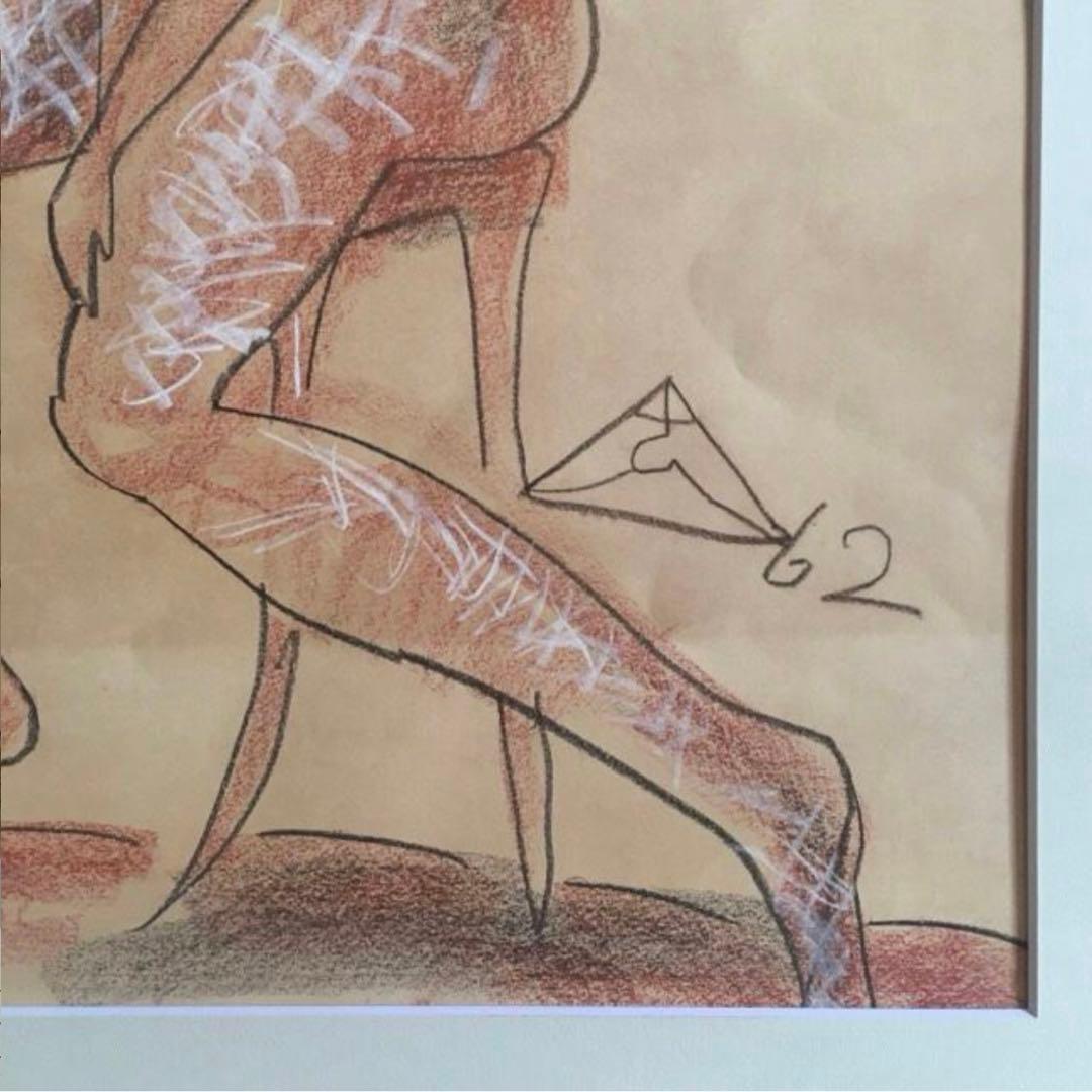 木内克　パステル画　裸婦像　女性　サイン入り　額付き　21.06.13-2