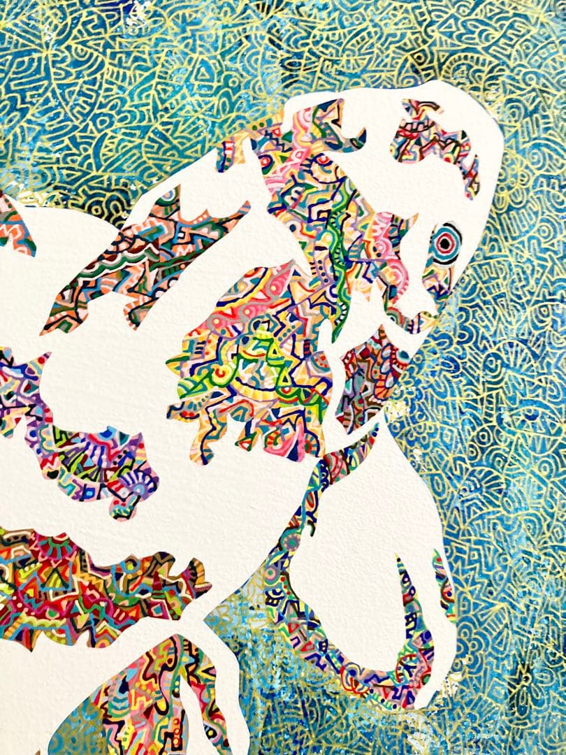 原画　鯉　動物画　絵画　アクリル画　現代アート　細密画　手描き　一点物