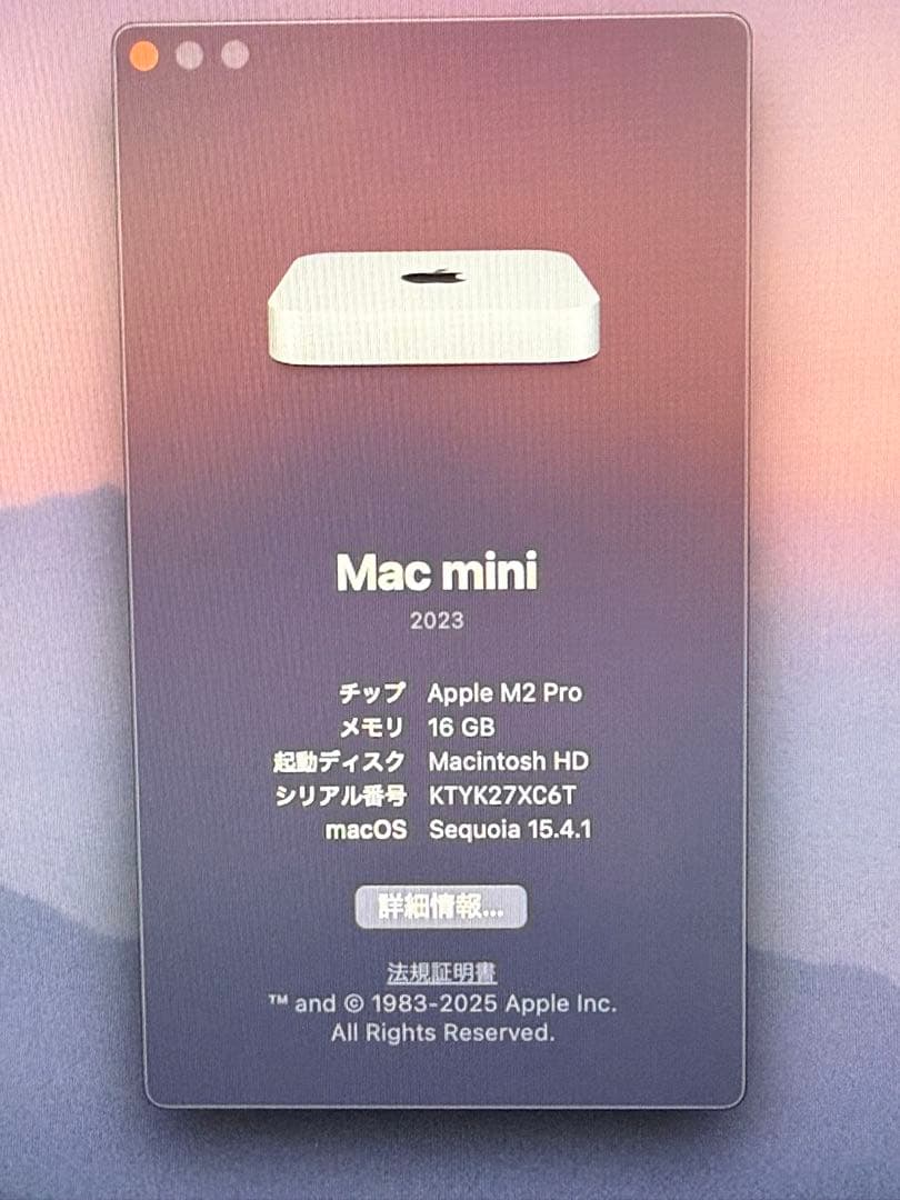 Mac mini Apple M2 Pro 16GBメモリ/SSD 1TB