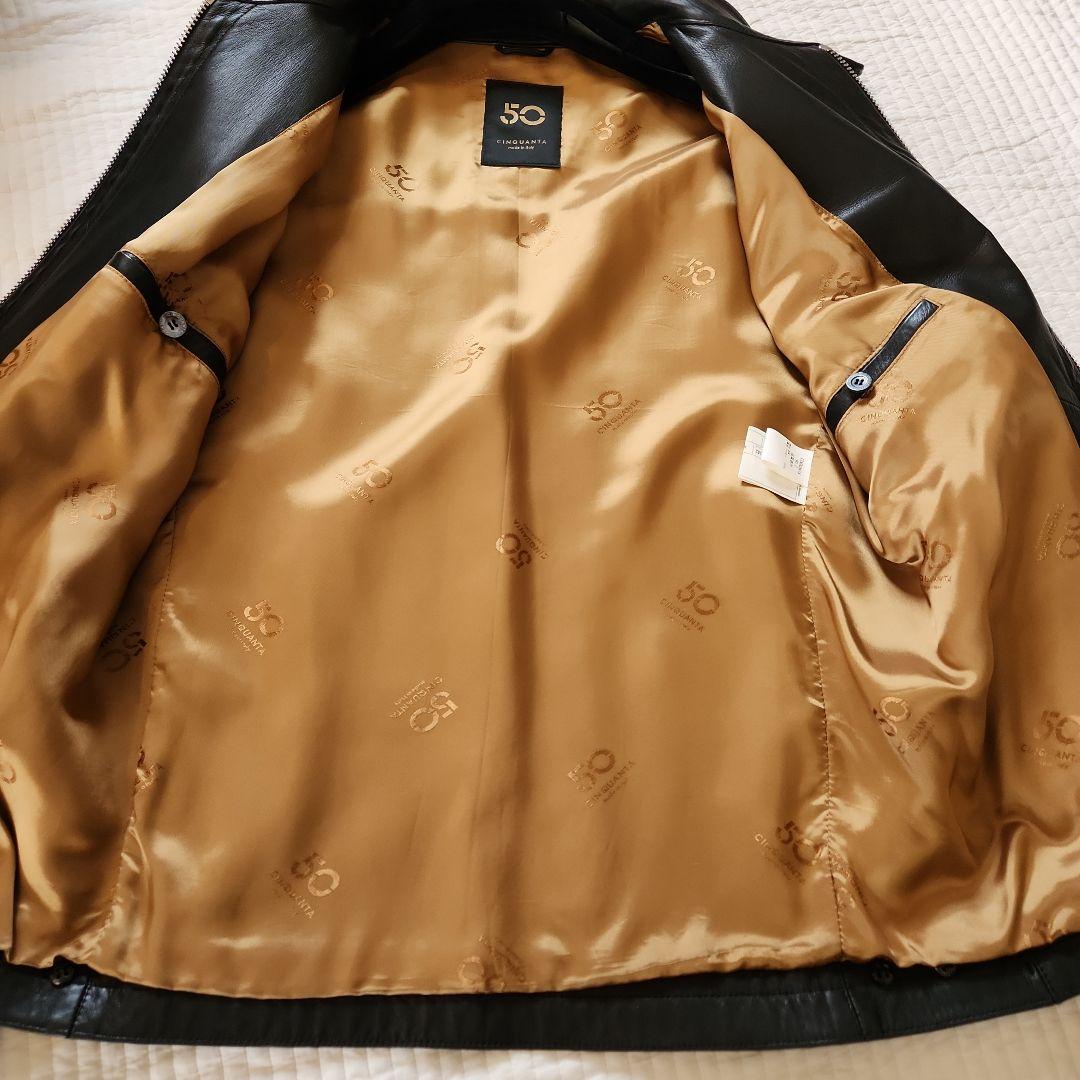 専用極美品 CINQUANTA / スタンドカラー シングルライダースジャケット