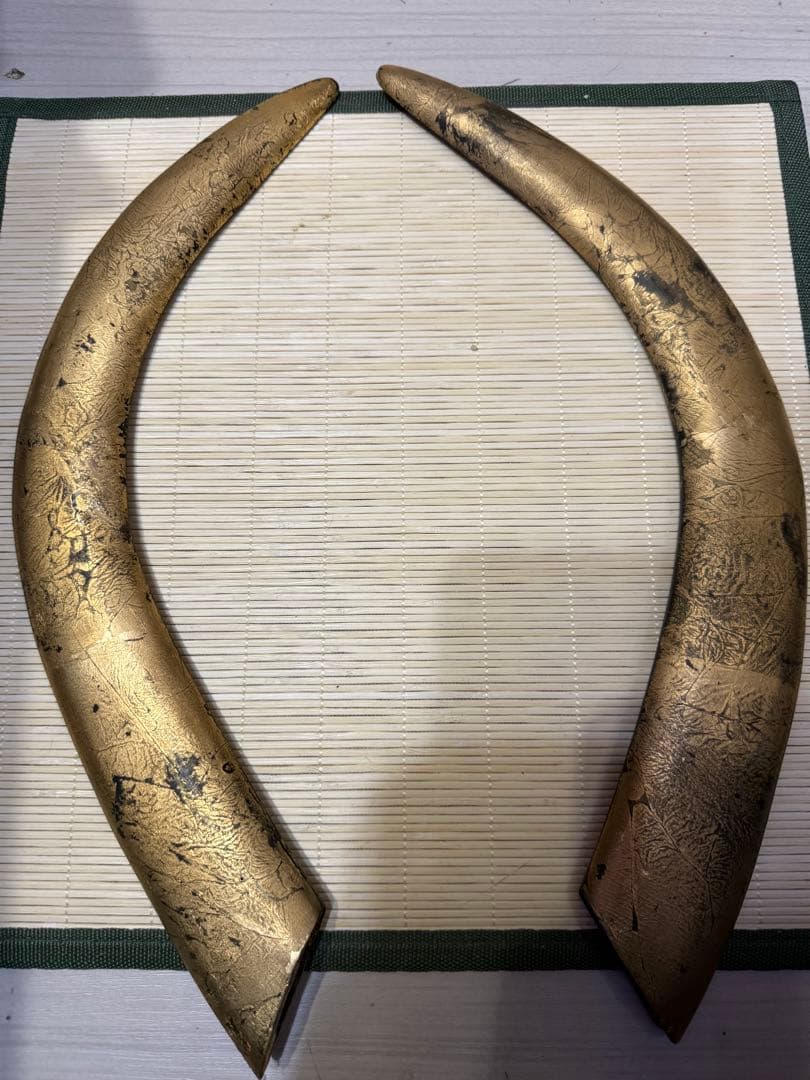 桃山期〜江戸期‼️希少‼️木製の三品‼️金彩脇立‼️前立‼️武具 甲冑‼️兜は付属しません‼️