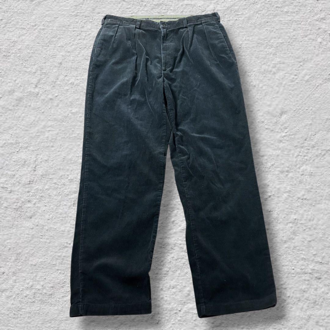 ラルフローレンコーデュロイパンツ2タックUSA製80s古着vintageネイビー