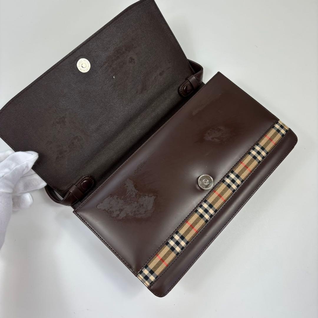 箱付き　バーバリー ハンドバッグ 自立型 ノバチェック シャドーホース ブラウン