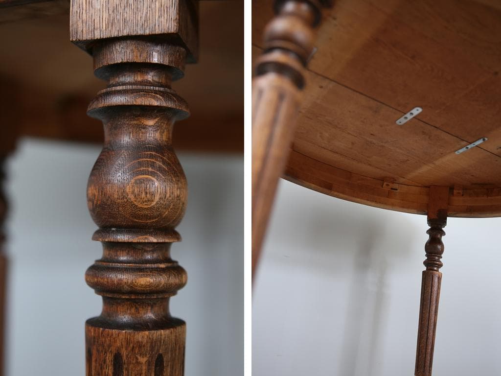 フランスアンティーク木製ダイニングテーブル/オーバル机/作業台(86-144)