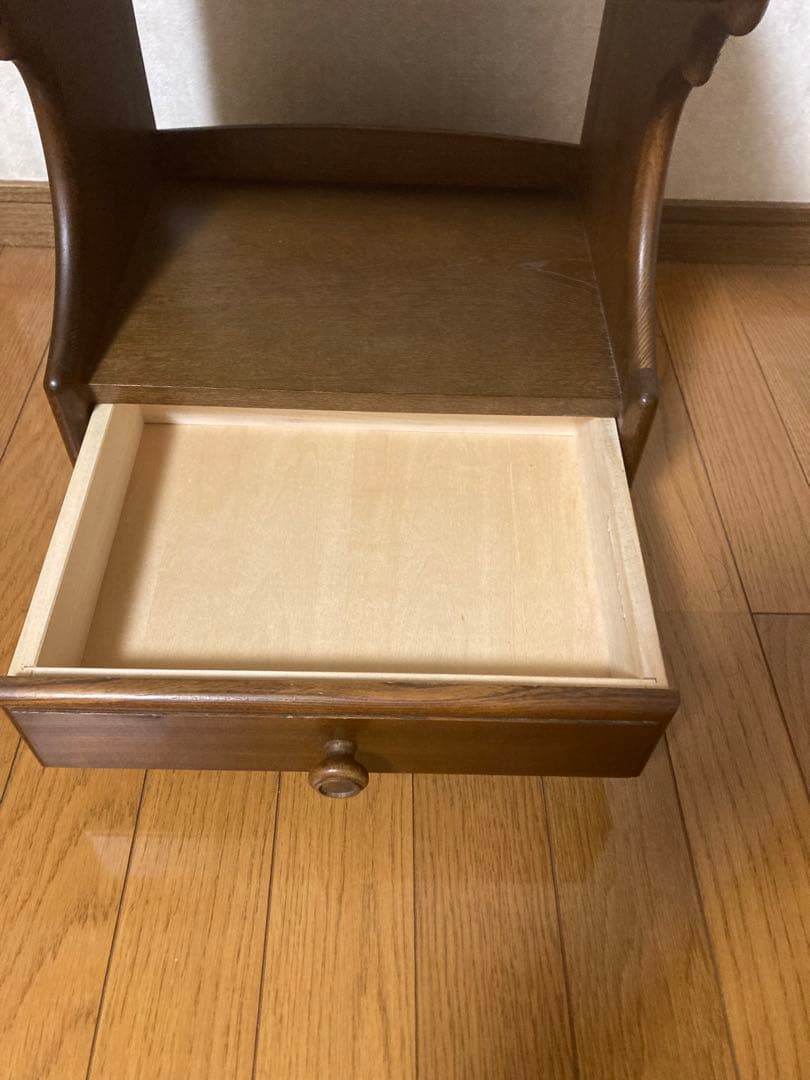 カリモク　引き出し付き回転テーブル　電話台