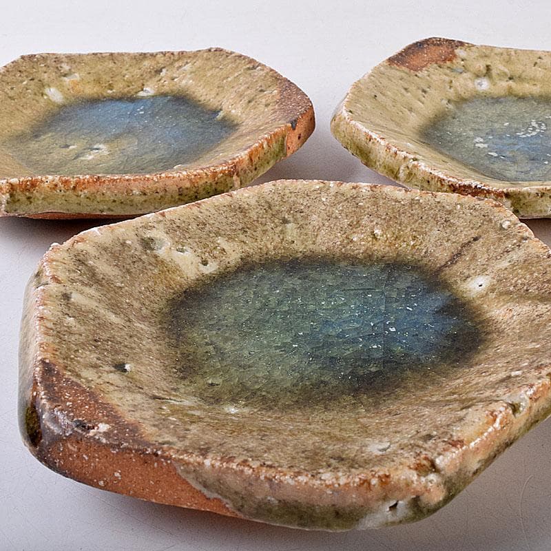 和食器　伊賀焼　西山窯　坂本瀧山作　銘々皿　五客　共箱　V　8507