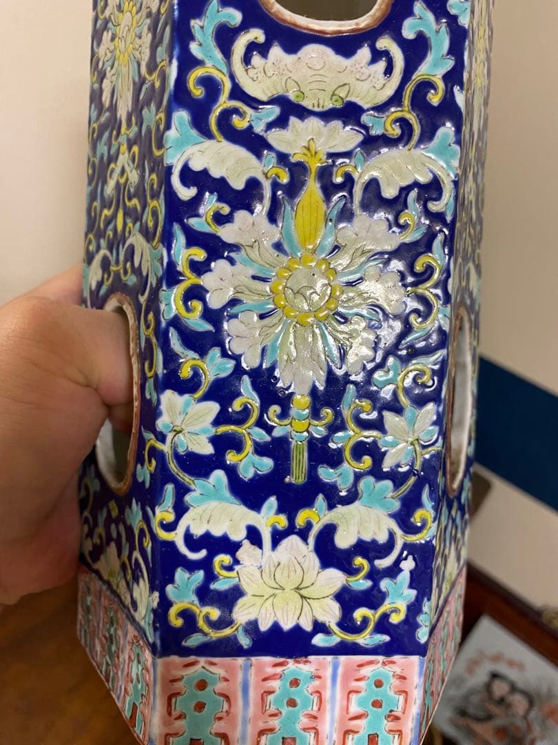 中国美術 帽筒 清時代 嘉慶年製 唐物