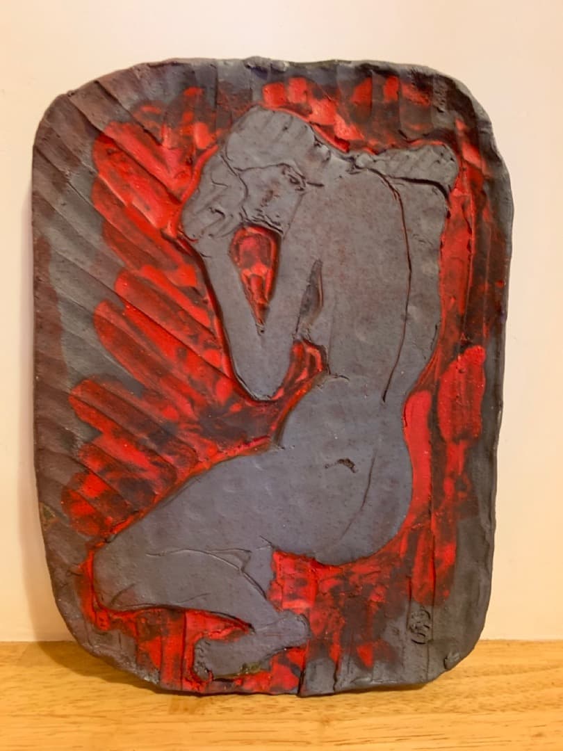 裸婦７　美術品　アート　陶器製　信楽焼　壁掛け