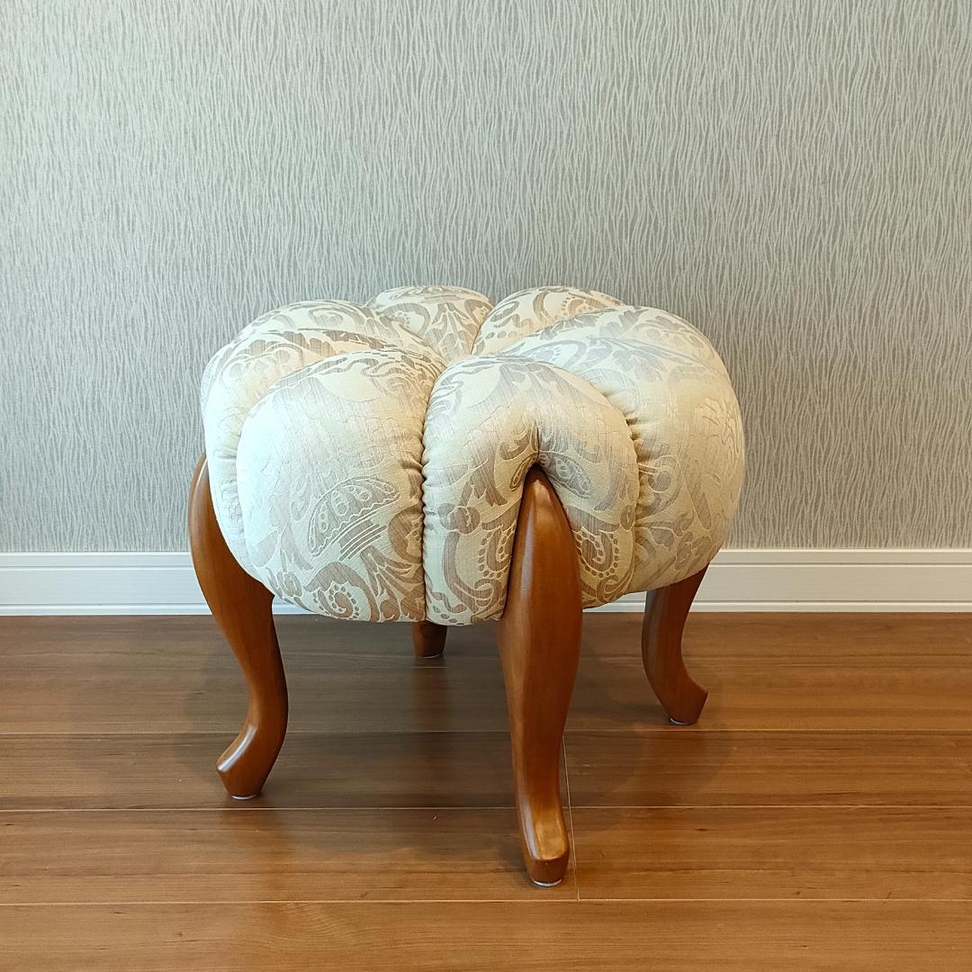 〈美品〉ロココ調　パンプキンスツール　猫脚　サイドチェア　オットマン