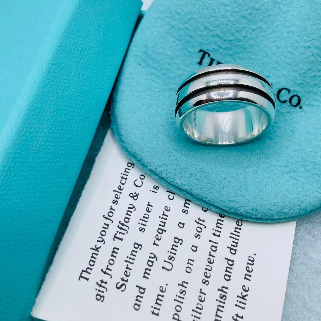 極美品✨ ティファニー グルーブドリング ダブルライン AG925 #17