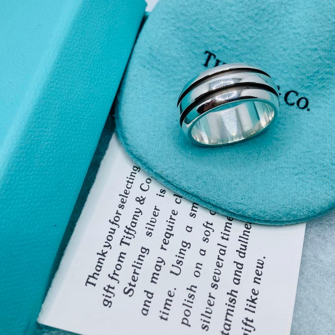 極美品✨ ティファニー グルーブドリング ダブルライン AG925 #17