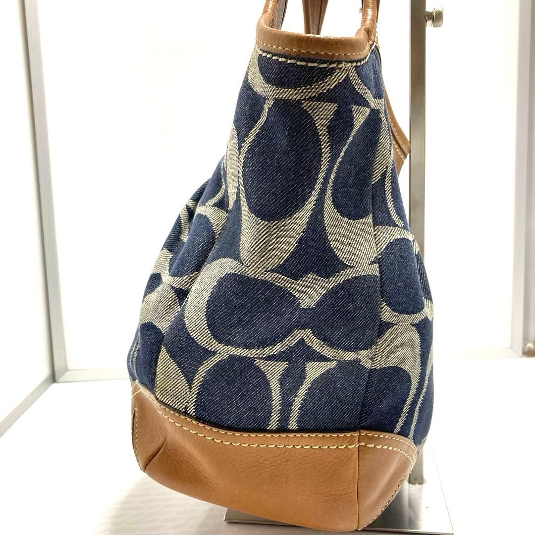 COACH デニム　トートバッグ ハンドバッグ　シグネチャー　レザー　肩掛け