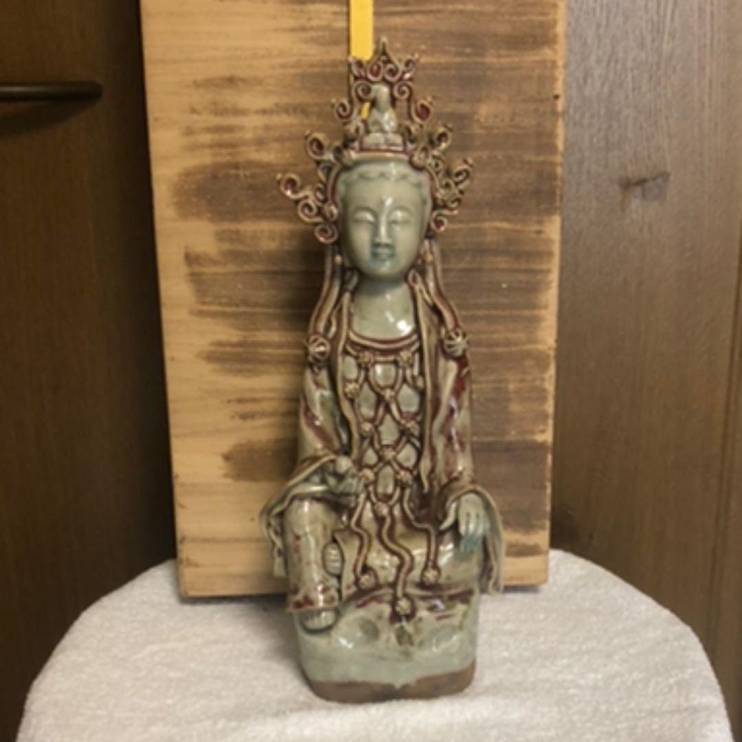 仏教美術　清代　辰砂座仏像　中国美術