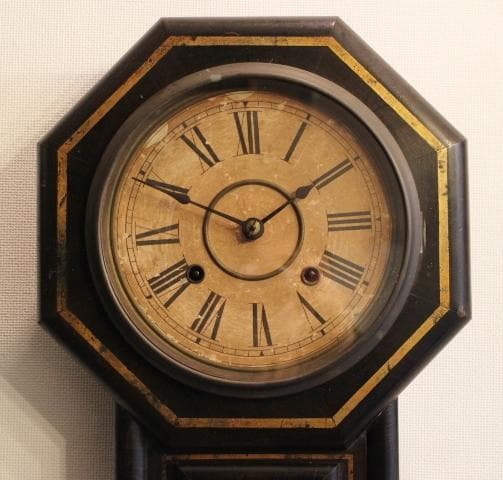 明治27年 アンティーク 京都時計 八角 掛時計 柱時計 振り子 動作品