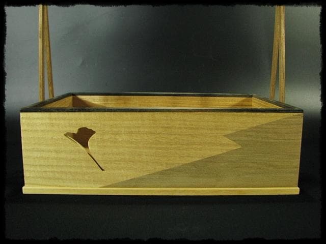 鵬雲斎好 銀杏透 手付 松皮菱 莨盆 山本貞斎 京指物 煙草盆 茶道具 f233