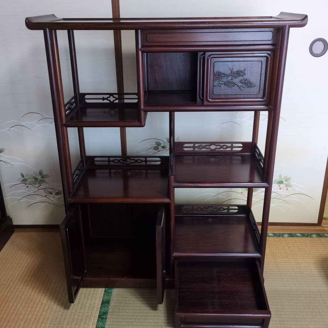昭和レトロ 茶箪笥 シェルフ 唐木茶棚　飾り棚 アンティーク