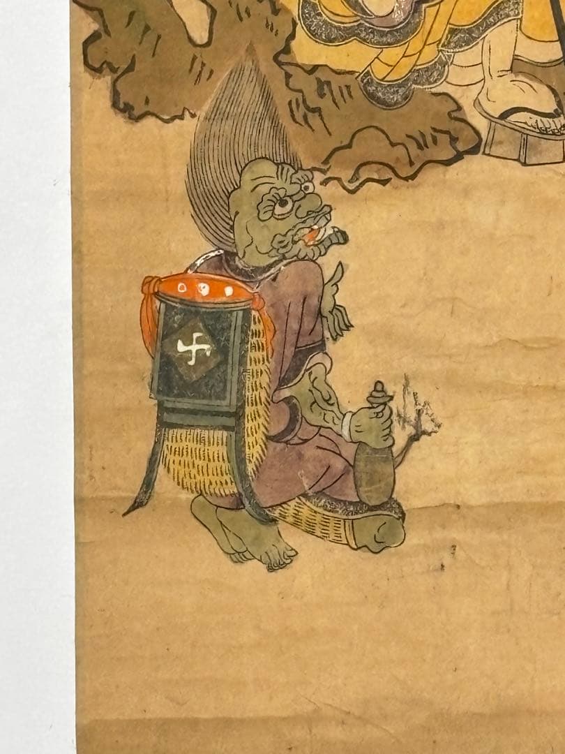 「大峯山 役行者図」彩色木版画 大峰山 1枚|修験道 仏画 仏教美術 木版刷り