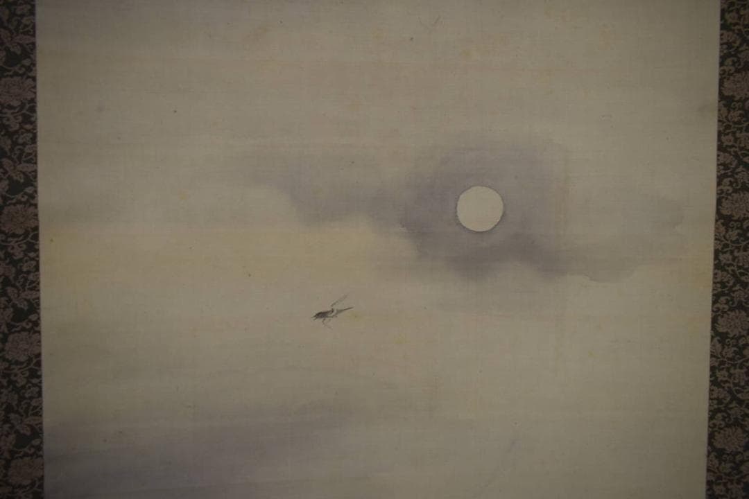 真作/森寛斎/明月杜鵑図/楼閣図/桐題箱付/布袋屋掛軸HH-108