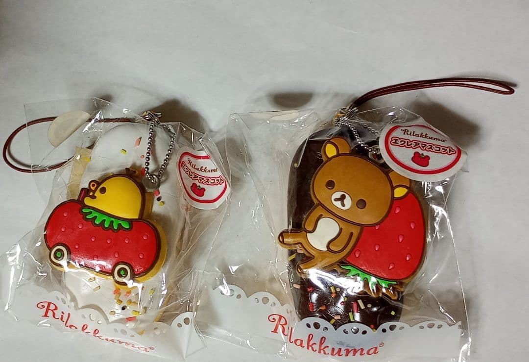 リラックマ、キイロイトリ　スクイーズ　エクレアマスコット