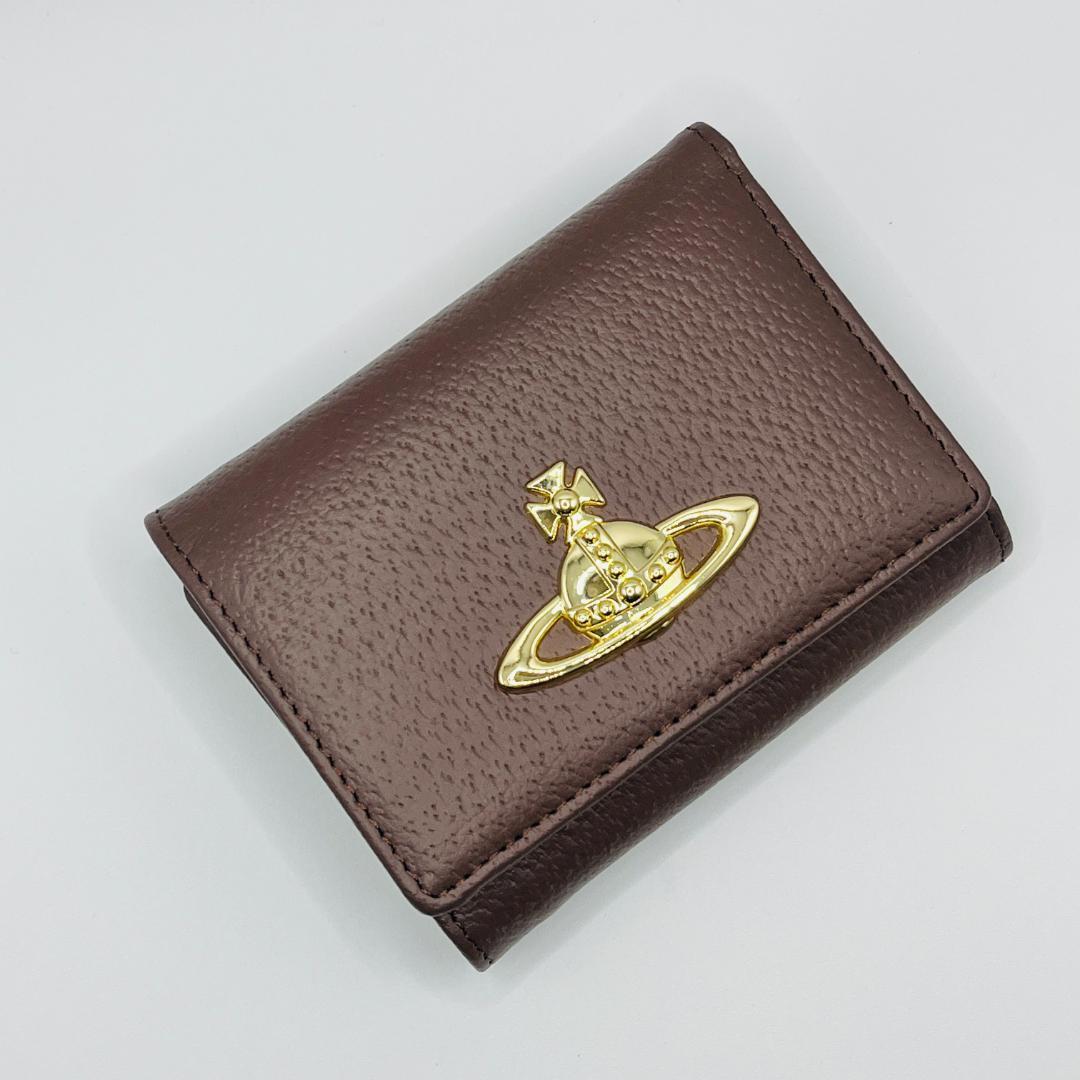 大人気 Vivienne Westwood 特価 がま口 定番 折財布 茶 人気