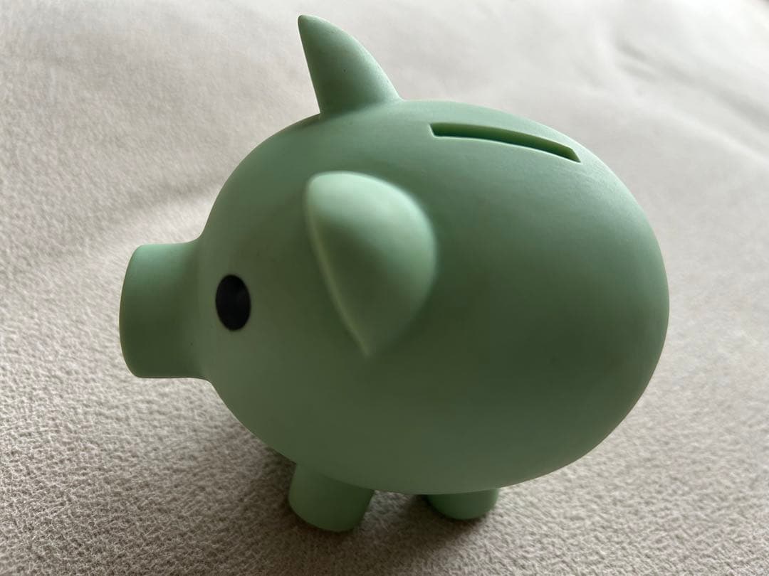 ピングー　ブタ　貯金箱　グリーン　レトロ　おもちゃ