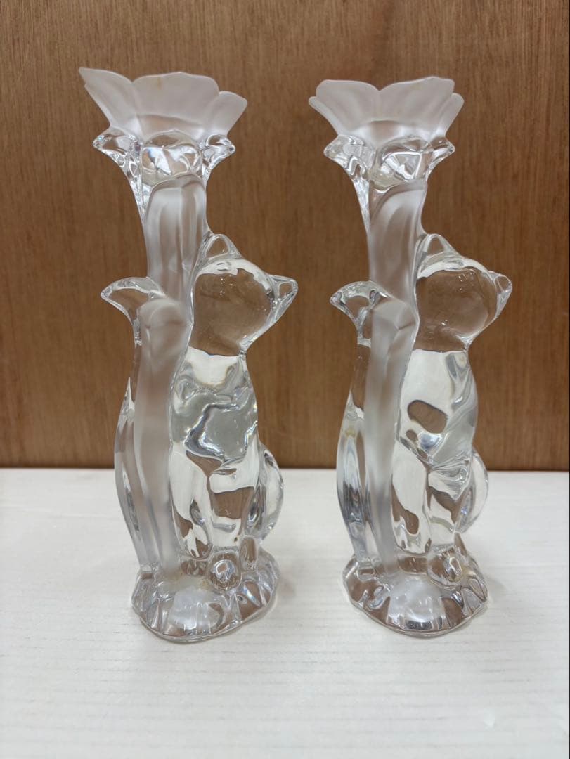 猫のクリスタル キャンドル ホルダー