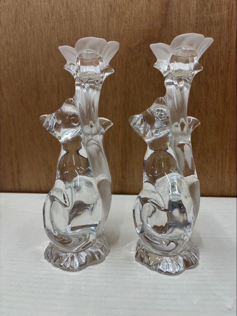 猫のクリスタル キャンドル ホルダー